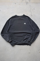 Adidas Black Embroidered Spellout Crewneck — 1990s (L) - Retrospective Store