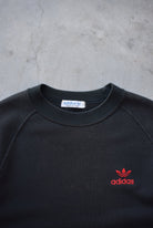 Adidas Black Embroidered Spellout Crewneck — 1990s (S) - Retrospective Store