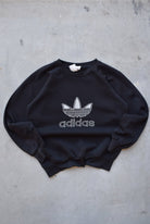 Adidas Black Embroidered Spellout Crewneck — 1990s (S) - Retrospective Store