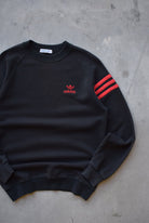 Adidas Black Embroidered Spellout Crewneck — 1990s (S) - Retrospective Store