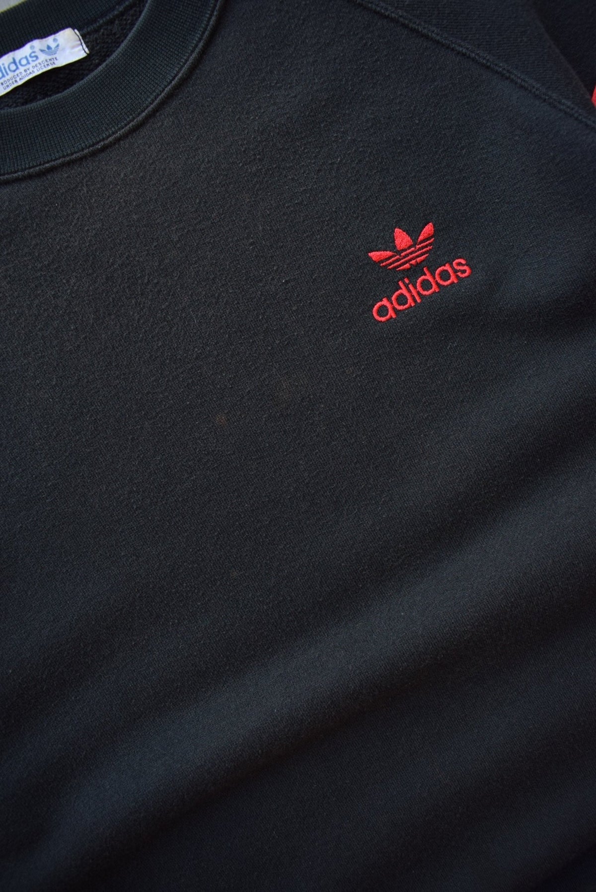 Adidas Black Embroidered Spellout Crewneck — 1990s (S) - Retrospective Store