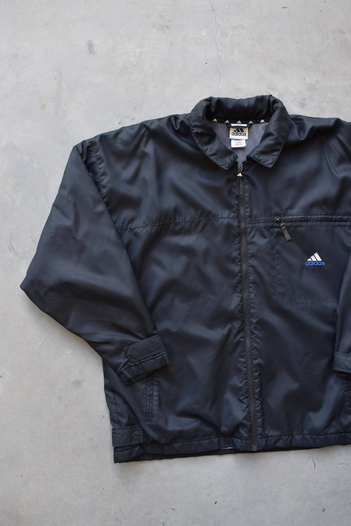 Adidas Black Embroidered Spellout Heavyweight Jacket — 1990s (L/XL) - Retrospective Store