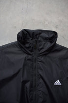 Adidas Black Embroidered Spellout Heavyweight Jacket — 1990s (XL) - Retrospective Store