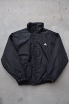 Adidas Black Embroidered Spellout Heavyweight Jacket — 1990s (XL) - Retrospective Store