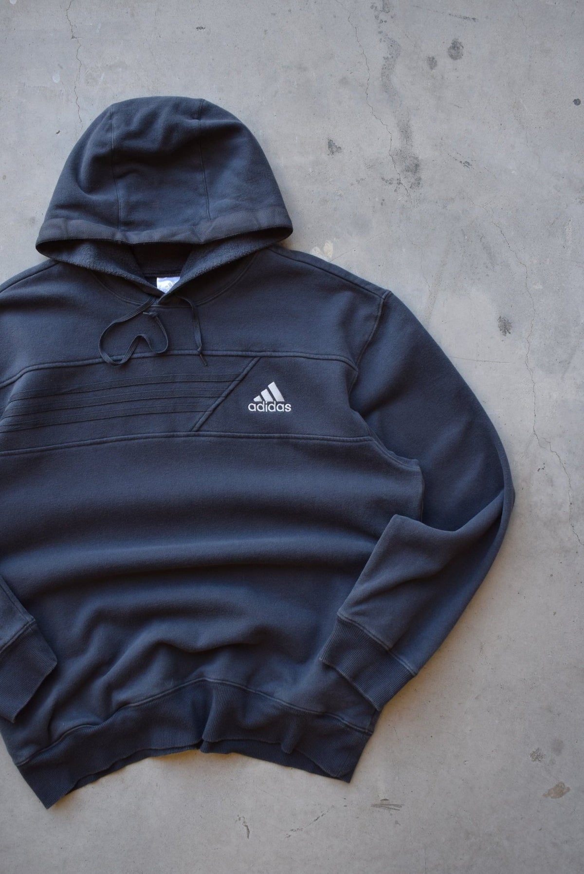 Adidas Black Embroidered Spellout Hoodie — 2000s (L) - Retrospective Store