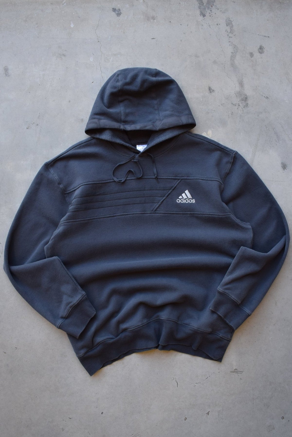 Adidas Black Embroidered Spellout Hoodie — 2000s (L) - Retrospective Store