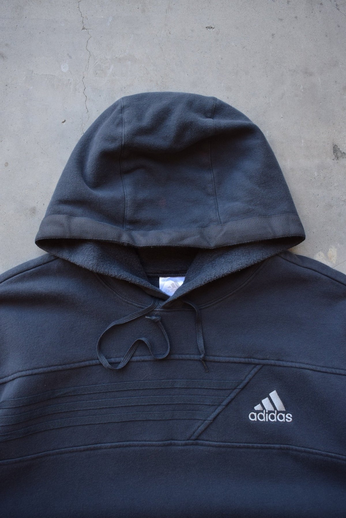 Adidas Black Embroidered Spellout Hoodie — 2000s (L) - Retrospective Store