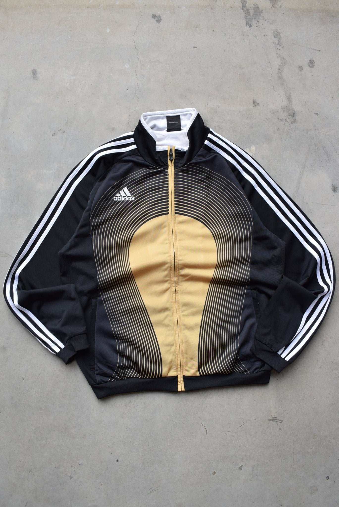 Adidas Black & Gold Embroidered Spellout Jacket — 2000s (L) - Retrospective Store