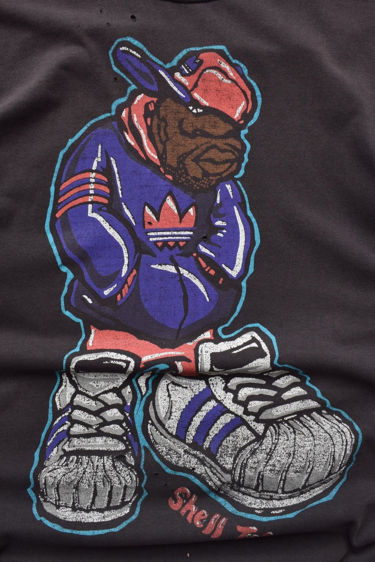 Adidas Black Graphic Tee — 1990s (L) - Retrospective Store