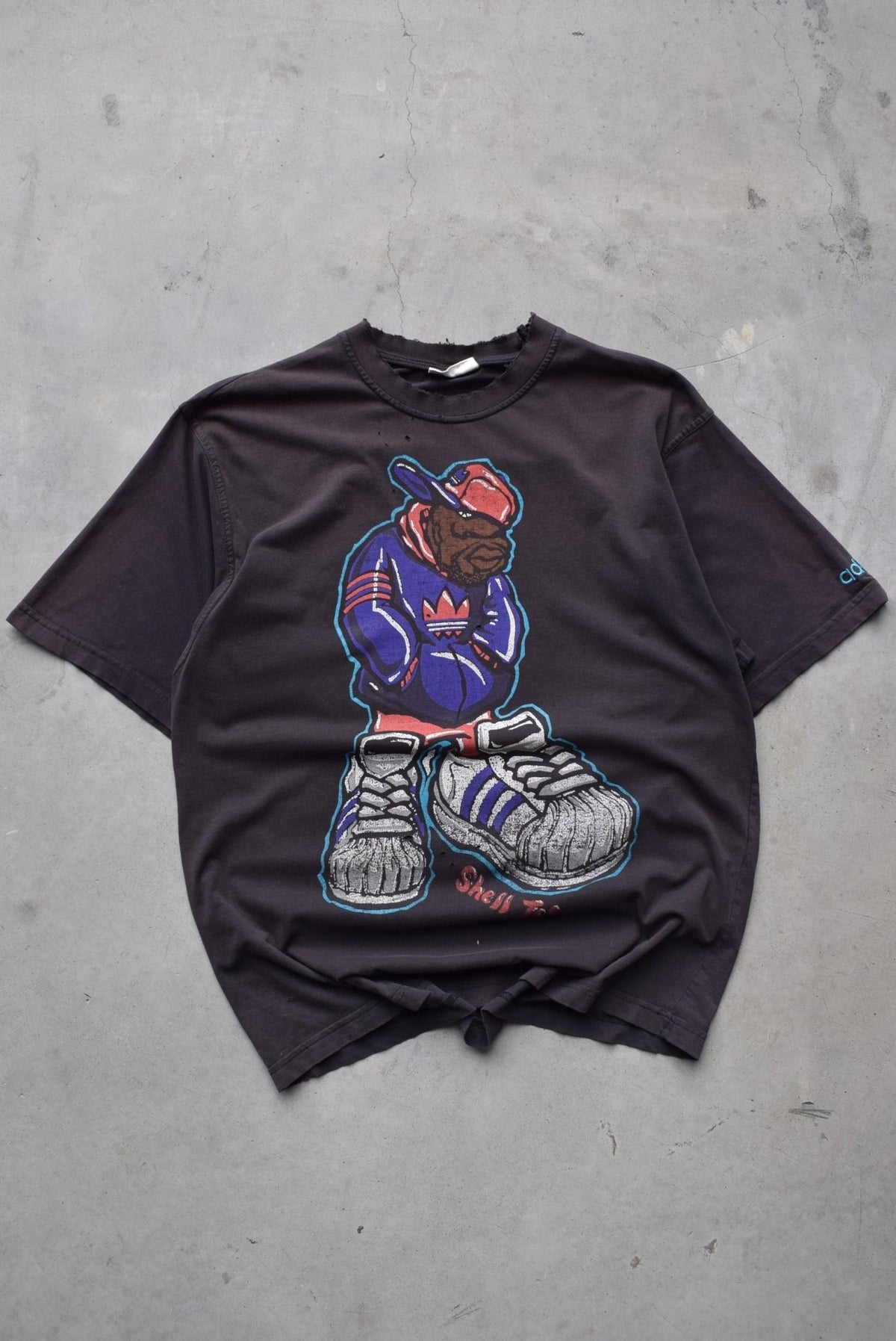 Adidas Black Graphic Tee — 1990s (L) - Retrospective Store