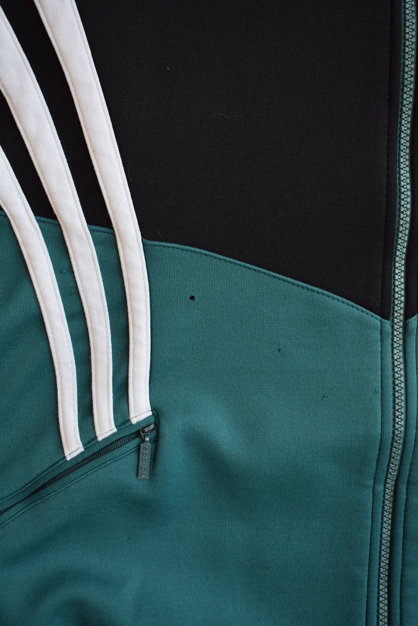 Adidas Black & Green Embroidered Spellout Jacket — 1990s (M/L) - Retrospective Store