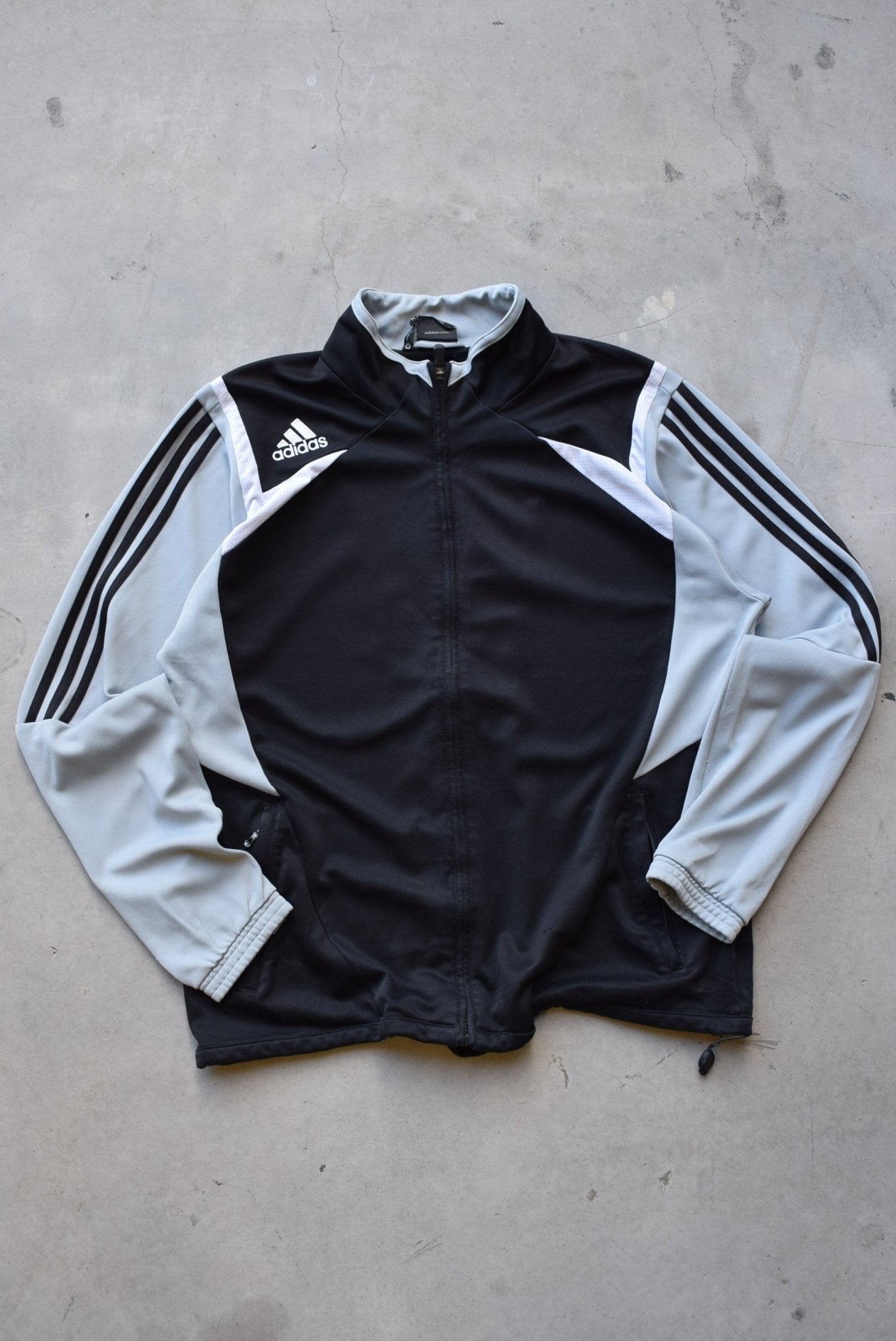 Adidas Black & Grey Embroidered Logo Jacket — 2000s (L/XL) - Retrospective Store