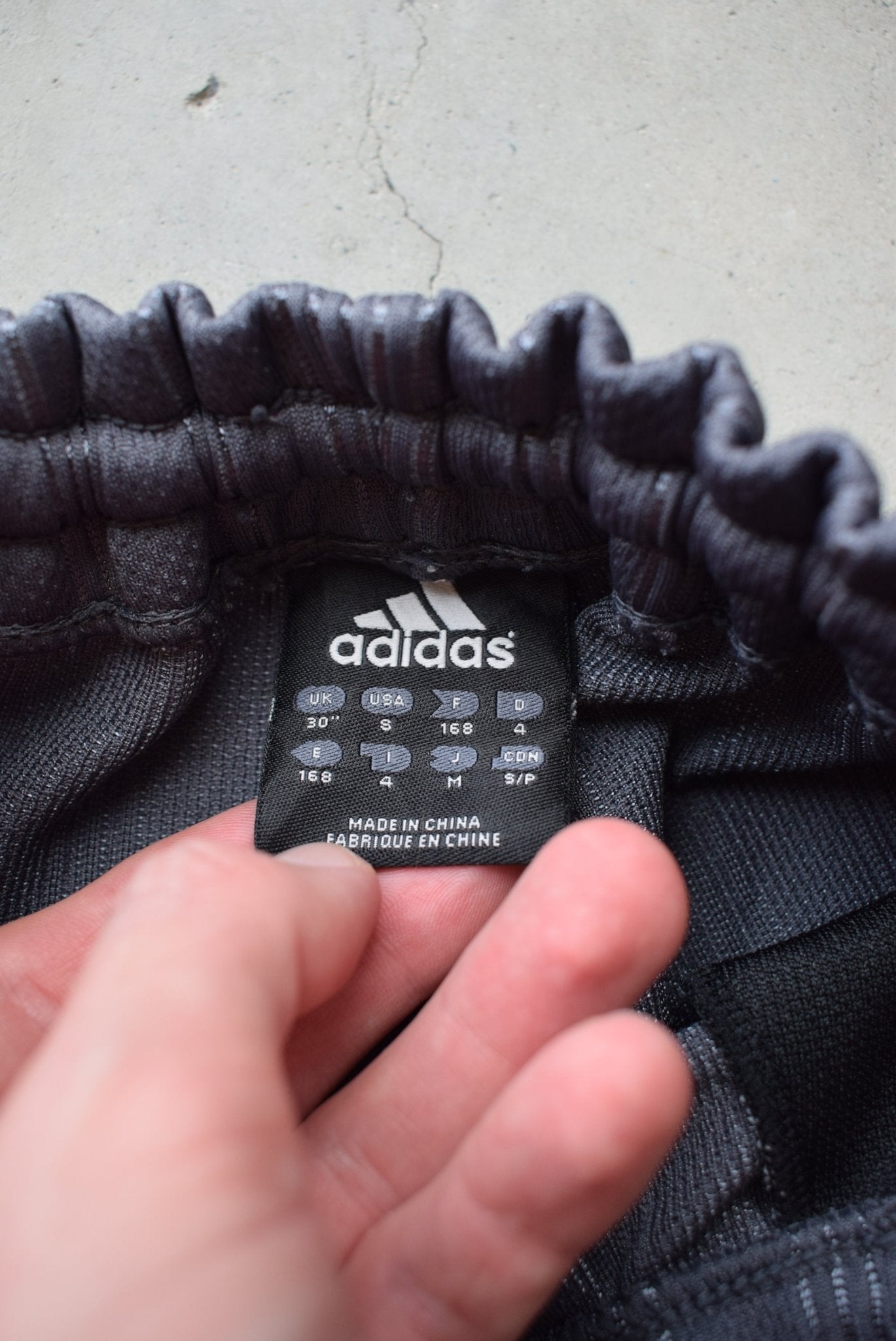Adidas Black & Grey Embroidered Logo Track Pants — 2000s (S) - Retrospective Store