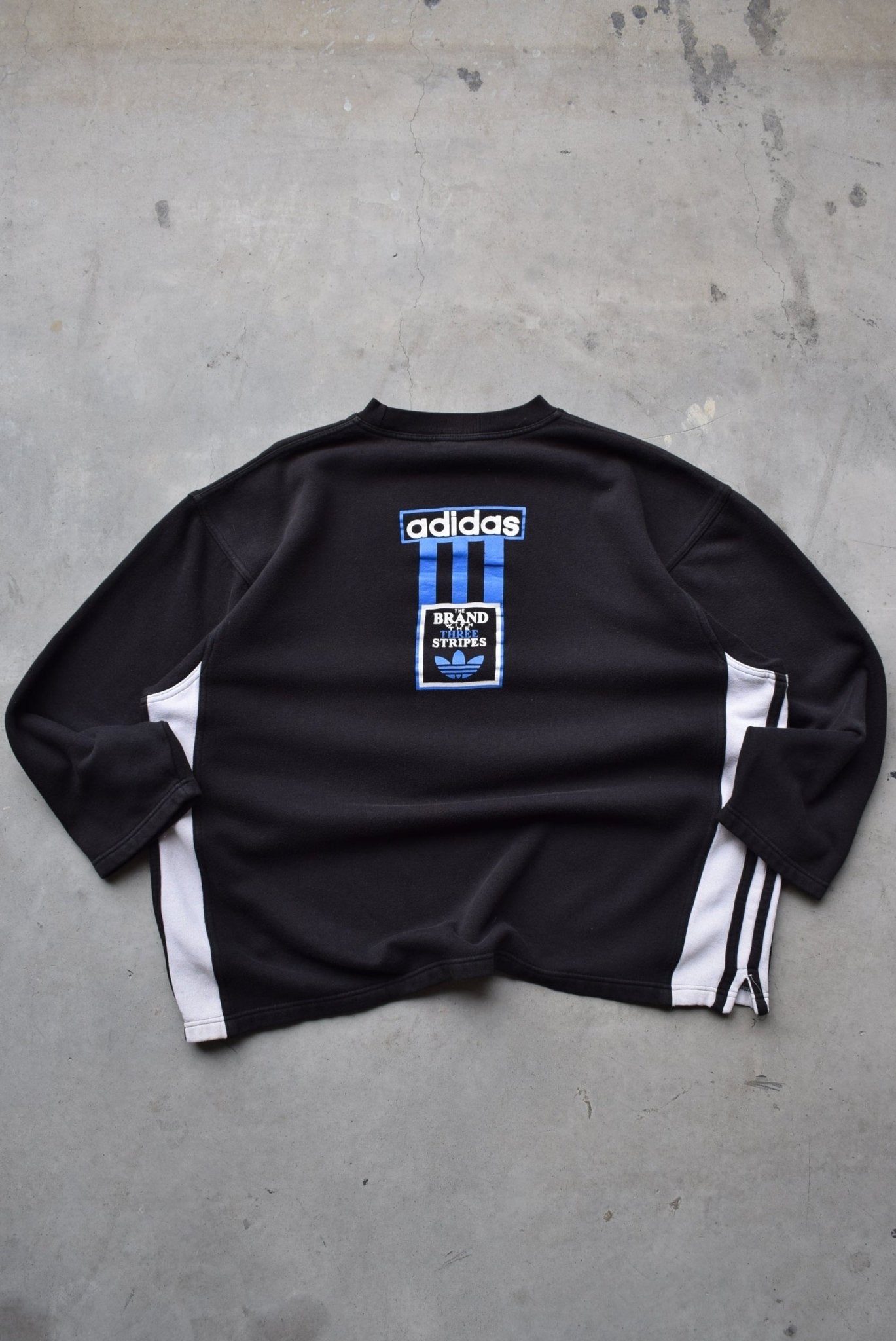 Adidas Black Spellout Crewneck — 1990s (L) - Retrospective Store