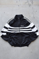 Adidas Black & White Embroidered Spellout Jacket — 1990s (XL) - Retrospective Store