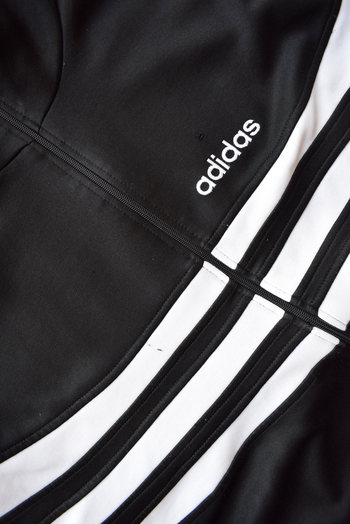 Adidas Black & White Embroidered Spellout Jacket — 1990s (XL) - Retrospective Store
