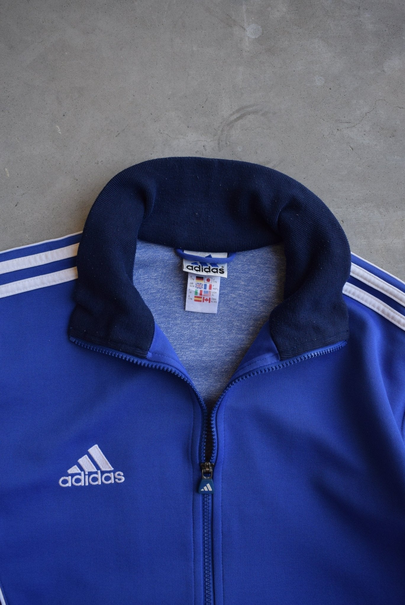 Adidas Blue Embroidered Logo Jacket — 1990s (S/M) - Retrospective Store