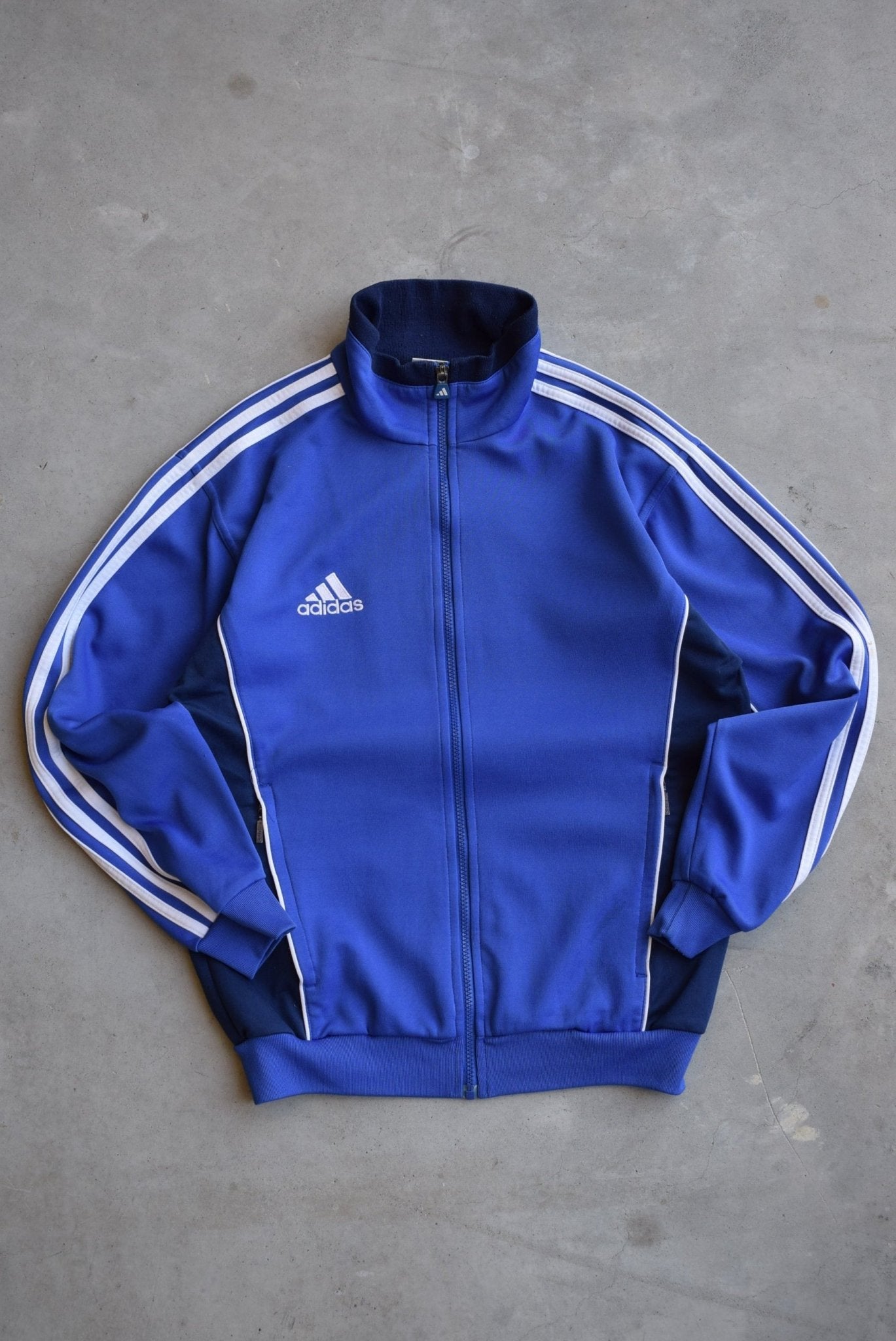 Adidas Blue Embroidered Logo Jacket — 1990s (S/M) - Retrospective Store