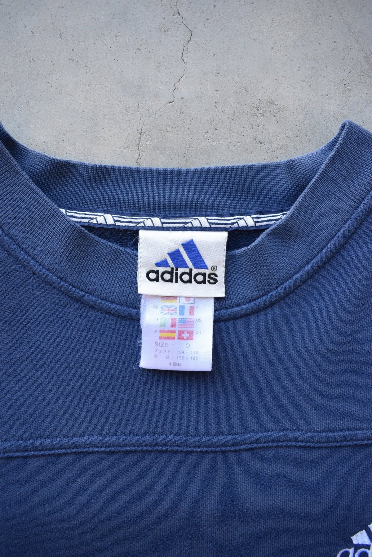 Adidas Blue Embroidered Spellout Crewneck — 1990s (M) - Retrospective Store