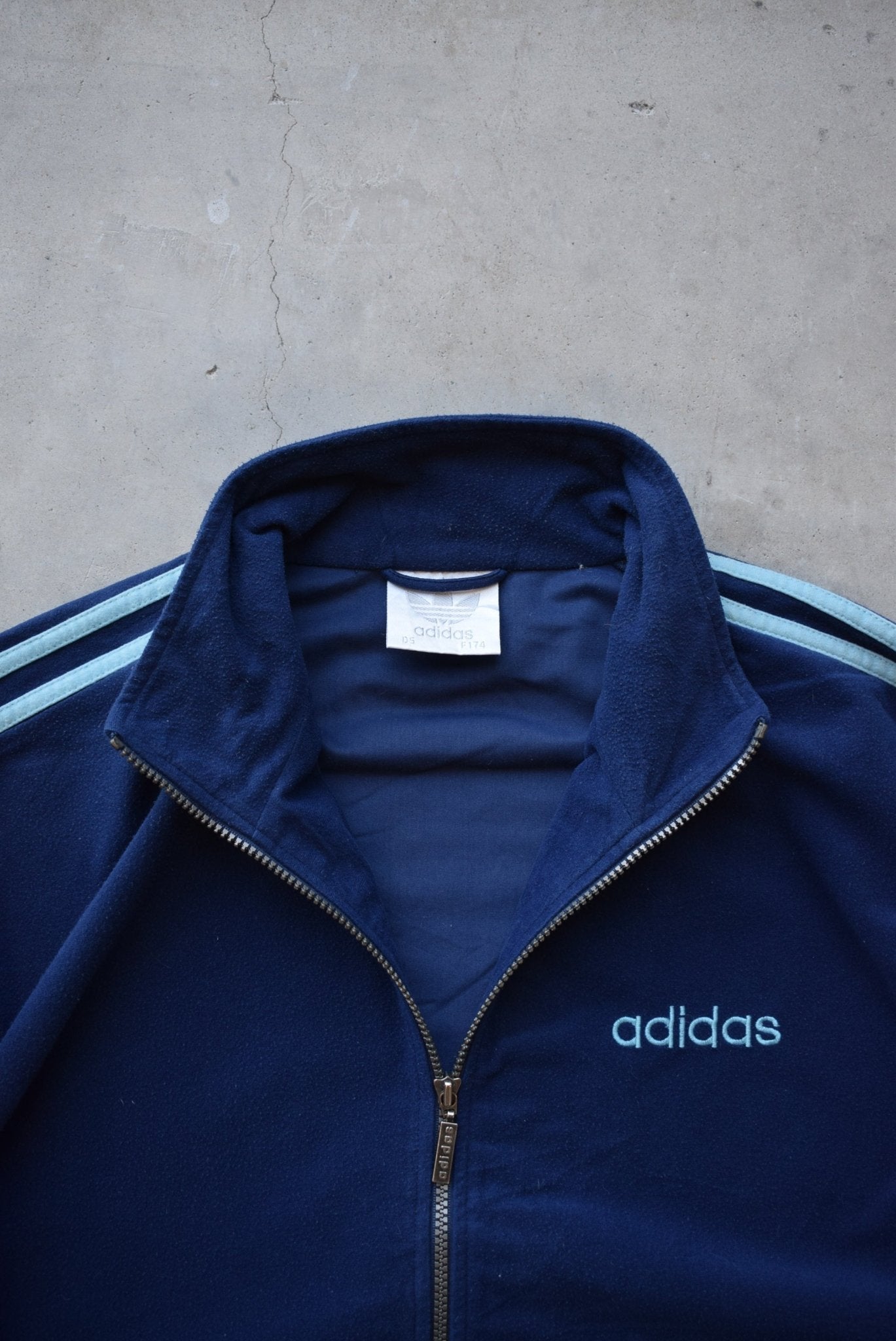 Adidas Blue Embroidered Spellout Jacket — 1990s (M/L) - Retrospective Store