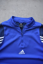 Adidas Blue Embroidered Spellout Quarter Zip — 2000s (M/L) - Retrospective Store