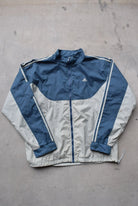 Adidas Blue & Grey Embroidered Spellout Jacket — 1990s (L) - Retrospective Store