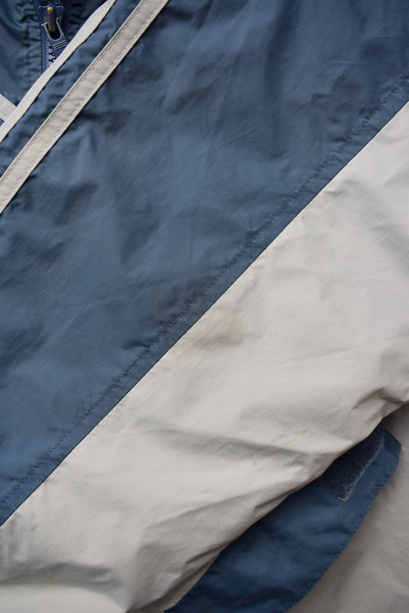 Adidas Blue & Grey Embroidered Spellout Jacket — 1990s (L) - Retrospective Store