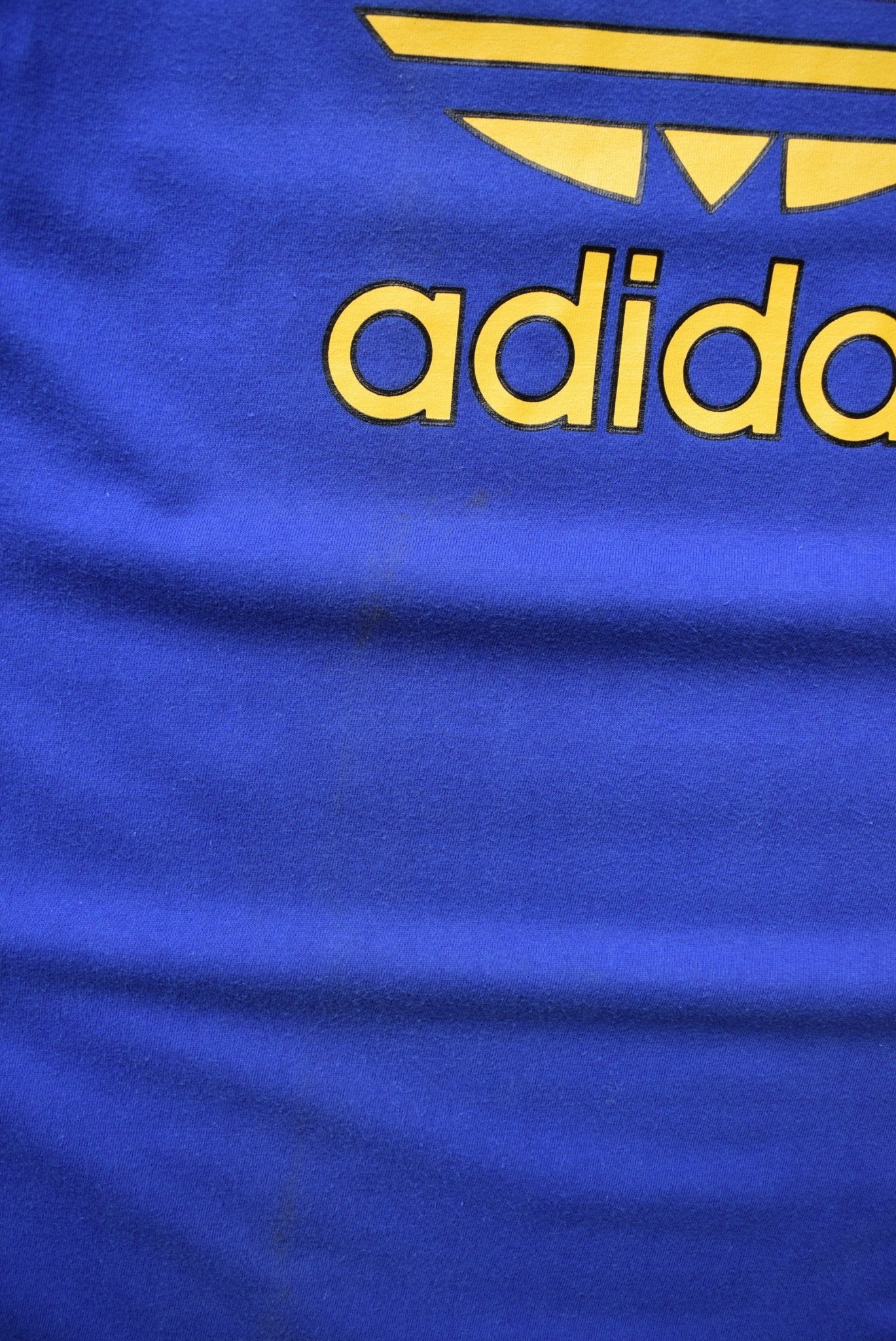 Adidas Blue Spellout Tee — 1990s (M/L) - Retrospective Store