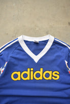 Adidas Blue Spellout Tee — 1990s (M/L) - Retrospective Store