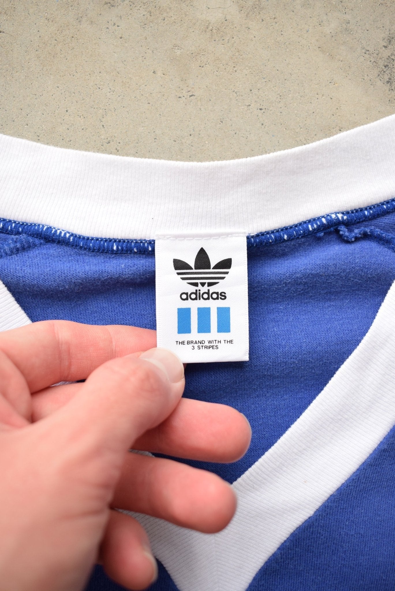 Adidas Blue Spellout Tee — 1990s (M/L) - Retrospective Store
