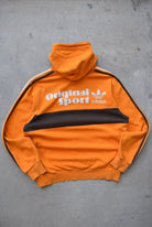 Adidas Brown & Orange Embroidered Spellout Hoodie — 2000s (L) - Retrospective Store