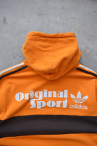 Adidas Brown & Orange Embroidered Spellout Hoodie — 2000s (L) - Retrospective Store