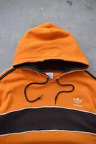 Adidas Brown & Orange Embroidered Spellout Hoodie — 2000s (L) - Retrospective Store