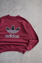 Adidas Burgandy Embroidered Spellout Crewneck — 2000s (M) - Retrospective Store
