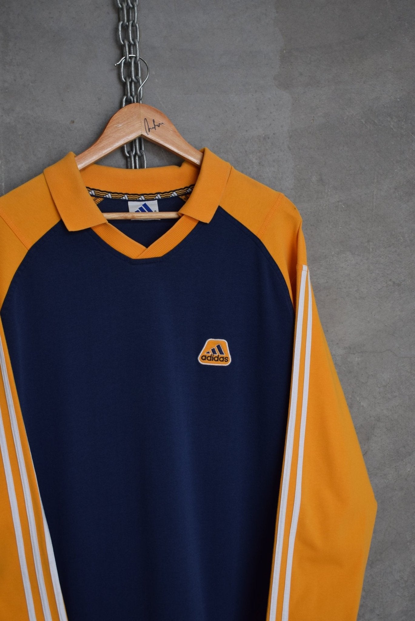 Adidas Classic Logo Embroidered Long Sleeve Polo — 2000s (XL) - Retrospective Store