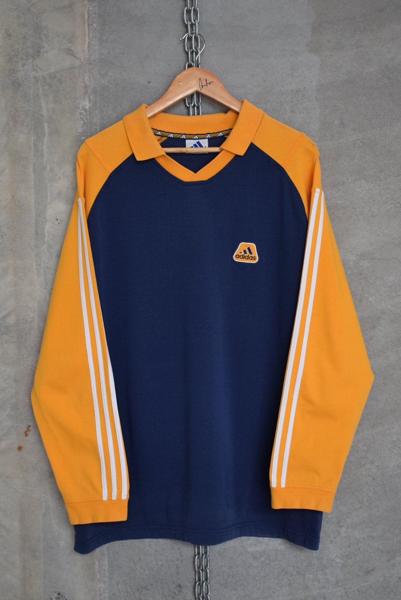 Adidas Classic Logo Embroidered Long Sleeve Polo — 2000s (XL) - Retrospective Store