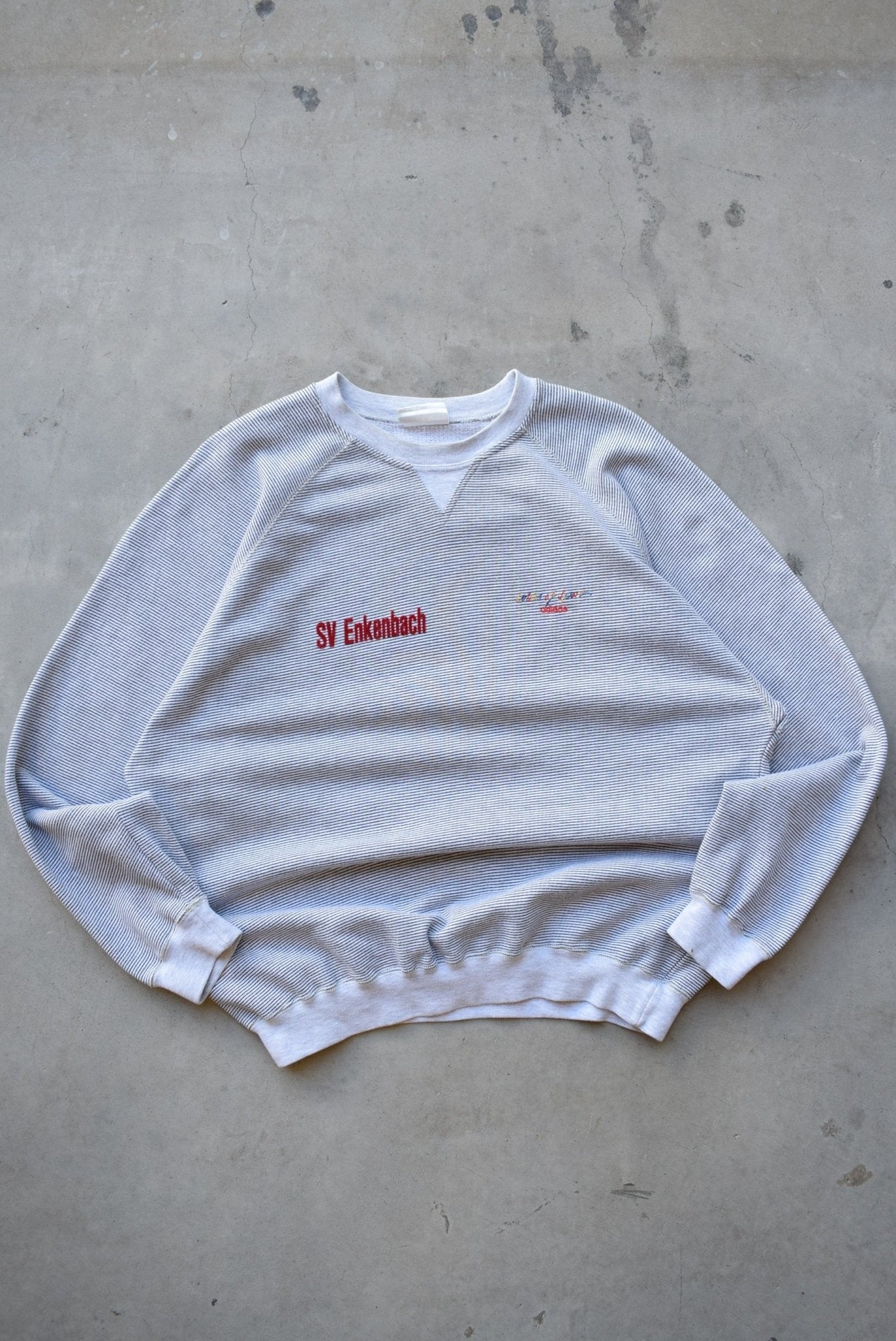 Adidas 'Colours of Sport' Grey Embroidered Crewneck — 1980s (L) - Retrospective Store