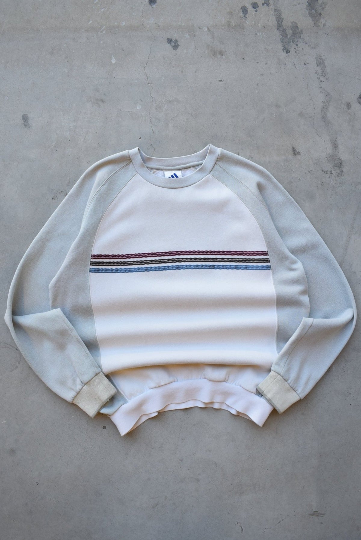 Adidas Cream 3-Stripe Crewneck — 1990s (M) - Retrospective Store