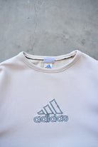 Adidas Cream Embroidered Spellout Crewneck — 1990s (L) - Retrospective Store