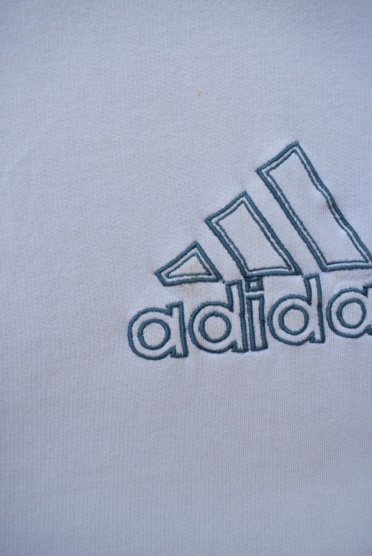 Adidas Cream Embroidered Spellout Crewneck — 1990s (L) - Retrospective Store