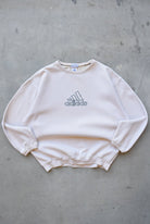 Adidas Cream Embroidered Spellout Crewneck — 1990s (L) - Retrospective Store