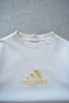 Adidas Cream Embroidered Spellout Crewneck — 1990s (M) - Retrospective Store