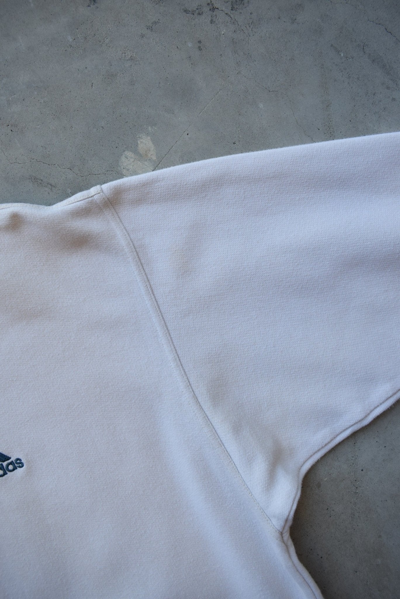 Adidas Cream Embroidered Spellout Crewneck — 1990s (M/L) - Retrospective Store