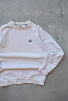 Adidas Cream Embroidered Spellout Crewneck — 1990s (M/L) - Retrospective Store