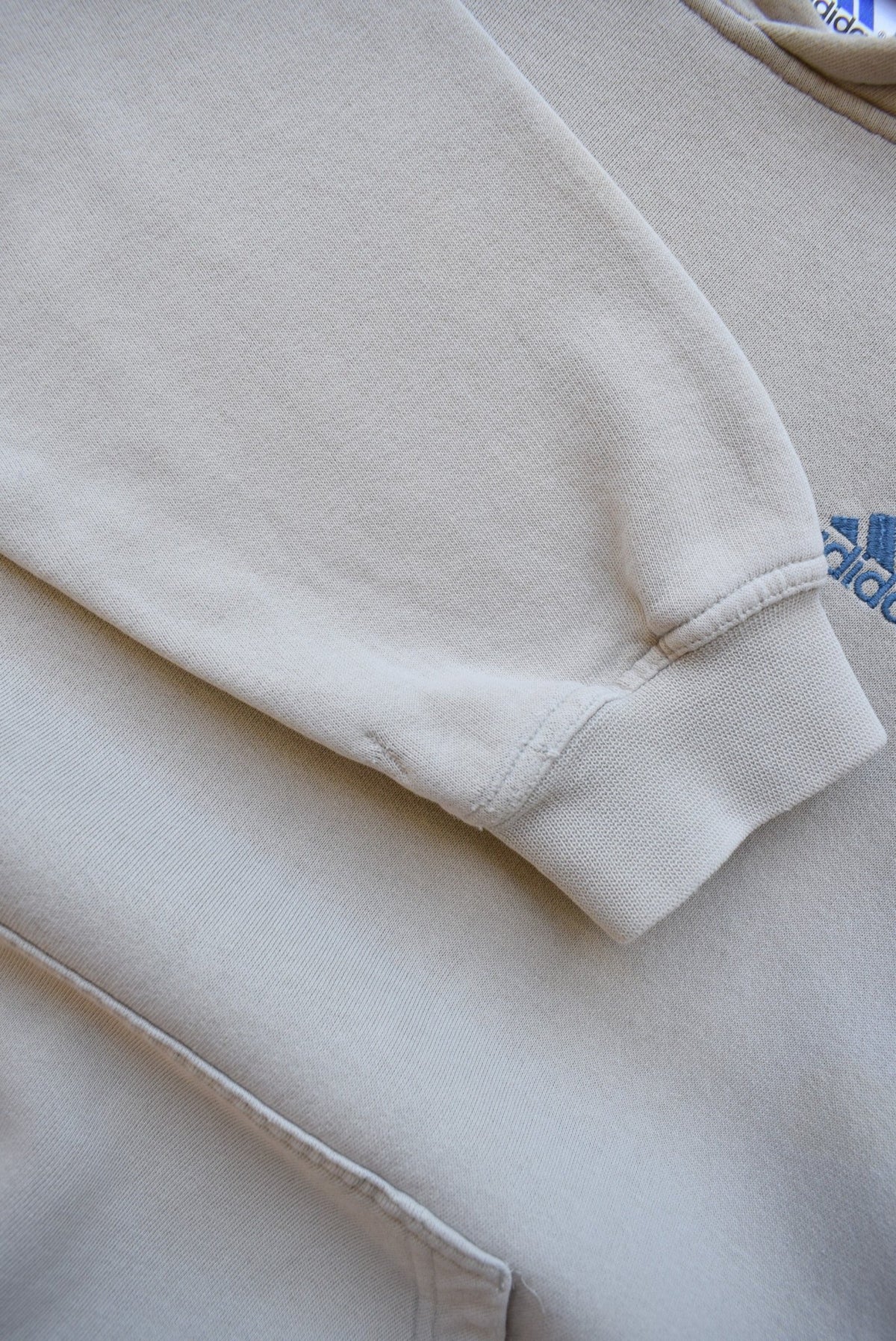 Adidas Cream Embroidered Spellout Hoodie — 1990s (S/M) - Retrospective Store