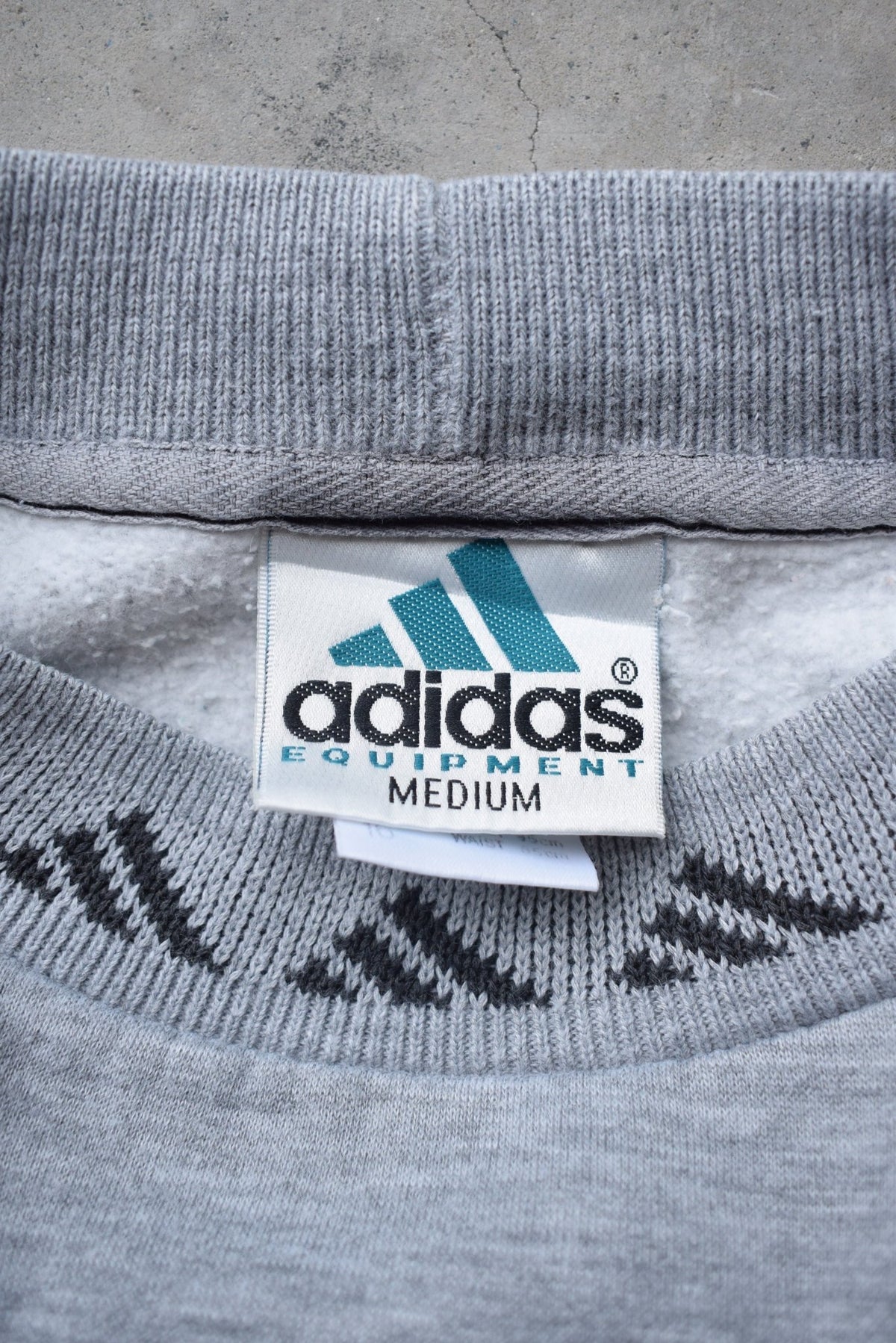 Adidas Equipment Grey Embroidered Spellout Crewneck — 1990s (M) - Retrospective Store