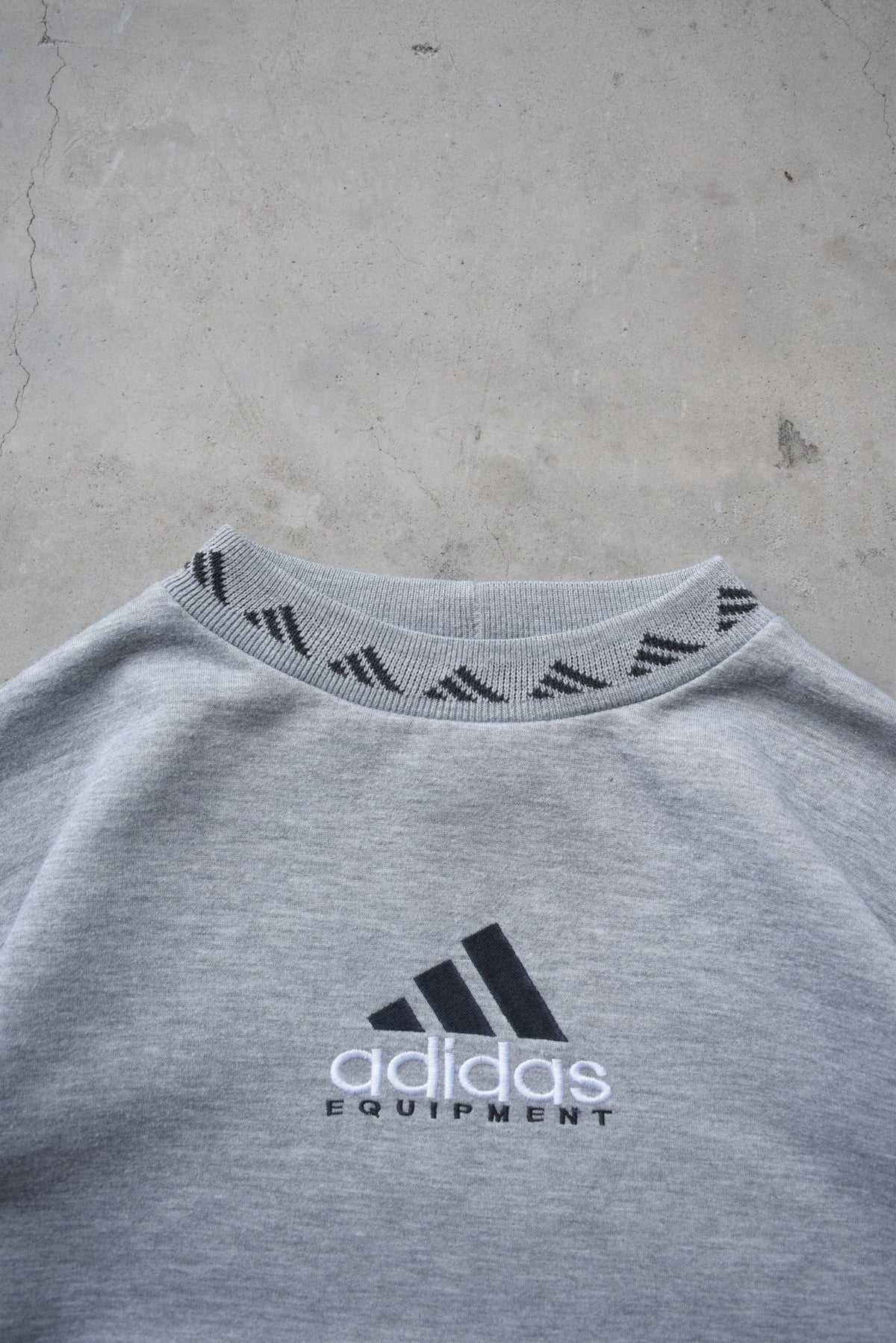 Adidas Equipment Grey Embroidered Spellout Crewneck — 1990s (M) - Retrospective Store