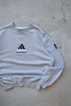 Adidas Equipment Grey Embroidered Spellout Crewneck — 1990s (M/L) - Retrospective Store