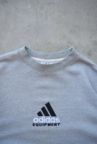 Adidas Equipment Grey Embroidered Spellout Crewneck — 1990s (M/L) - Retrospective Store