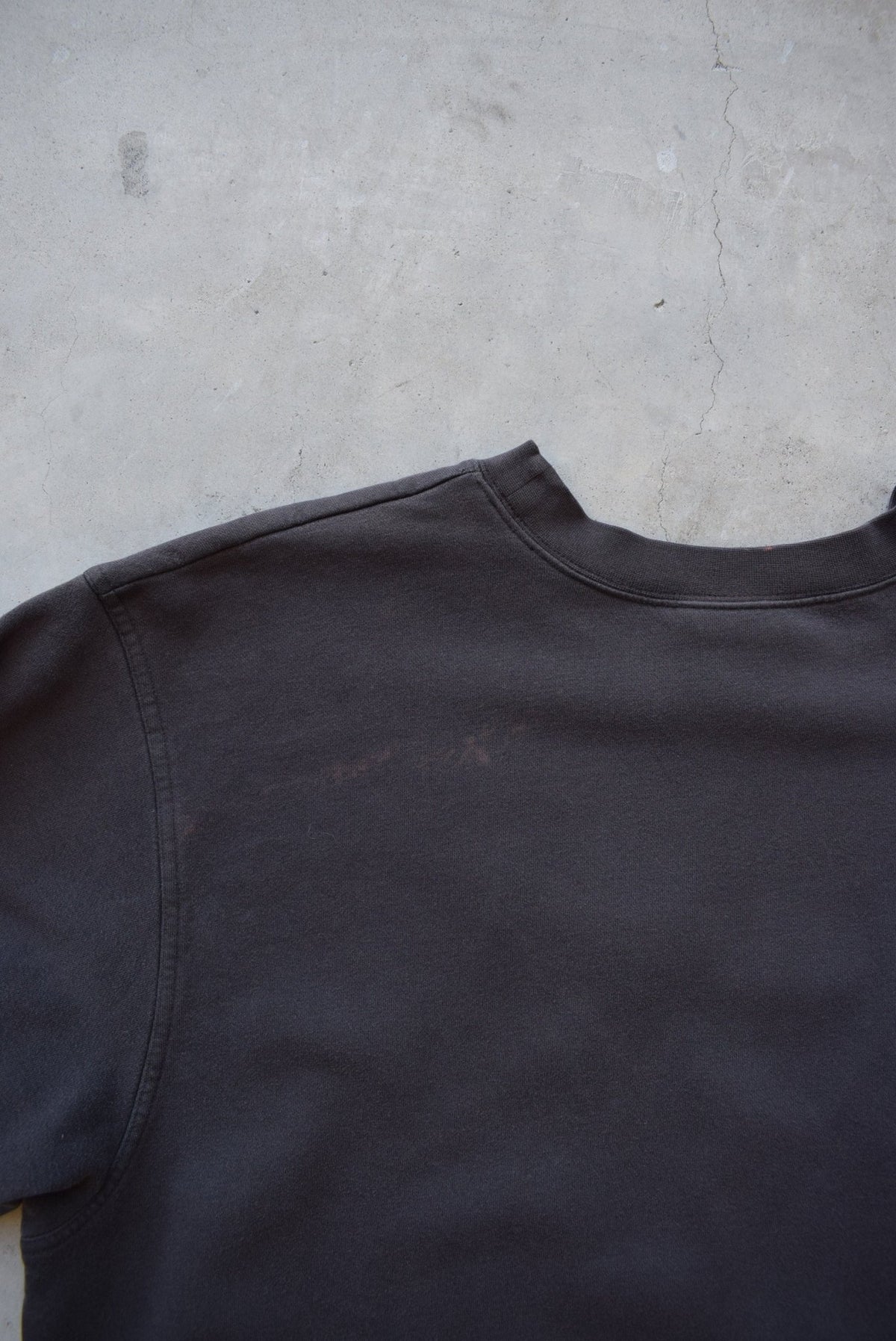 Adidas Faded-Black Embroidered Spellout Crewneck — 1990s (XXL) - Retrospective Store